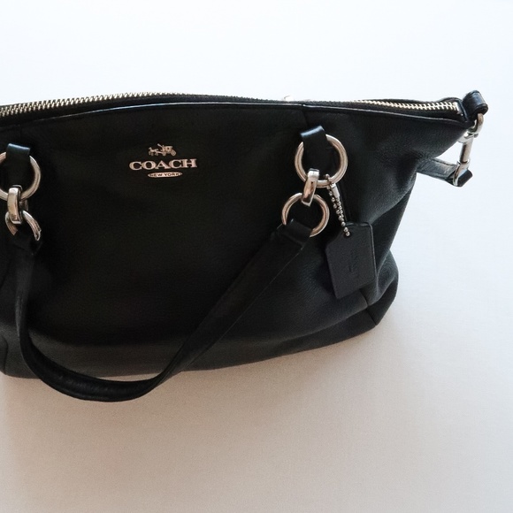 Coach Cross-Body Handbag - Black leather and silver hardware - Picture 7 of 8